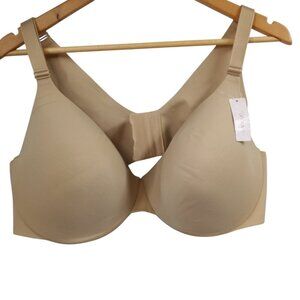 Cacique Beige Full Coverage Lined Underwire Bra Size 46D Stretch Adjustable New